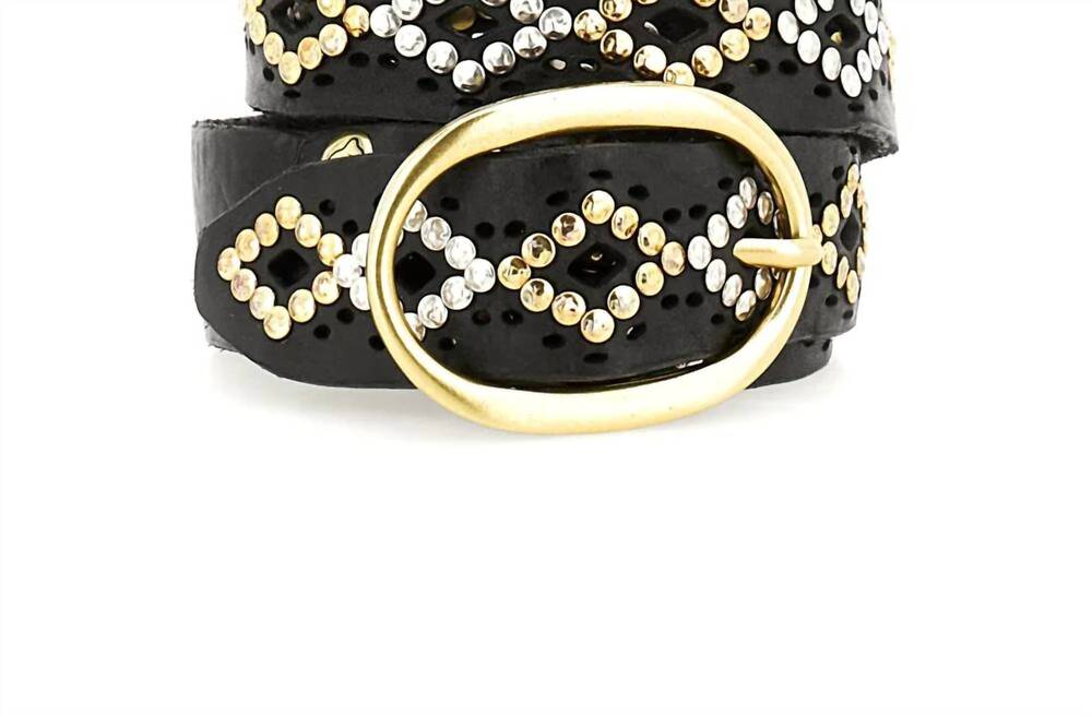 NEW CAMPOMAGGI women's inaya studded belt in black